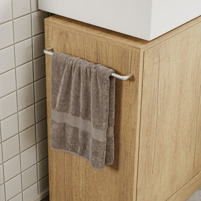 SoBuy BZR235-N Meuble sous-Vasque à Poser 60 cm – Meuble sous Lavabo Chêne Clair Style Scandinave avec Porte-Serviette Intégré – 60×30×60 cm, Charge 30 kg