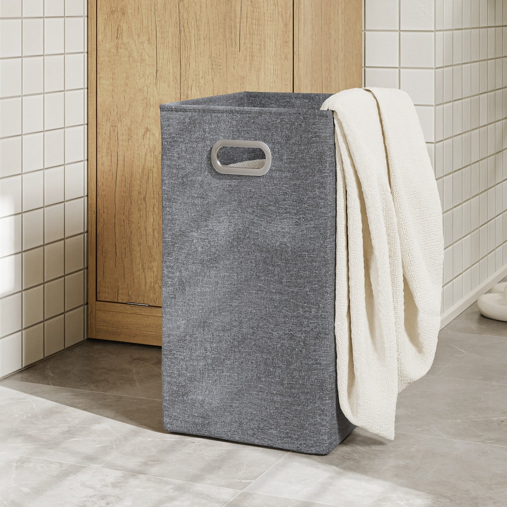 SoBuy BZR236-E-N Meuble de Salle de Bain avec Panier à Linge Basculant – Placard Étroit Gain de Place avec Éclairage LED à Détecteur, Effet Chêne Clair – 40×30×90 cm, Charge 30 kg