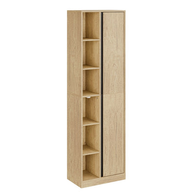 SoBuy BZR237-E-N Colonne de Salle de Bain Étroite avec Éclairage – Armoire Haute Effet Chêne Clair, 10 Étagères, pour Petit Espace – 50×30×180 cm, Charge 120 kg