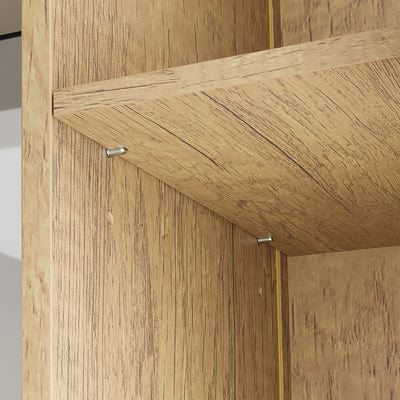 SoBuy BZR237-E-N Colonne de Salle de Bain Étroite avec Éclairage – Armoire Haute Effet Chêne Clair, 10 Étagères, pour Petit Espace – 50×30×180 cm, Charge 120 kg