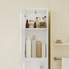 SoBuy BZR240-E-W Colonne de Salle de Bain Étroite avec Miroir et Éclairage – Prise Intégrée et Port USB-A, 2 Tiroirs – 30×30×180,5 cm, Blanc