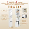 SoBuy BZR240-E-W Colonne de Salle de Bain Étroite avec Miroir et Éclairage – Prise Intégrée et Port USB-A, 2 Tiroirs – 30×30×180,5 cm, Blanc