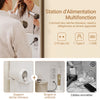 SoBuy BZR240-E-W Colonne de Salle de Bain Étroite avec Miroir et Éclairage – Prise Intégrée et Port USB-A, 2 Tiroirs – 30×30×180,5 cm, Blanc