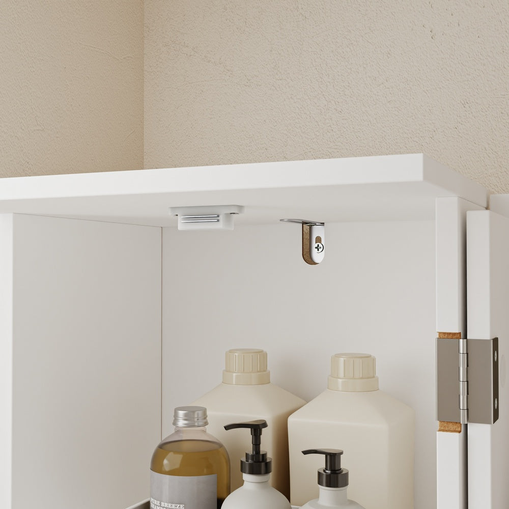 SoBuy BZR244-WN Armoire Haute de Salle de Bain Blanche avec 2 Tiroirs – Colonne de Rangement avec 4 Étagères, Panneau Mélaminé – 30×30×180 cm, Charge 39 kg