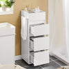 SoBuy BZR29-W Meuble Salle de Bain Petit Espace 30 cm – 3 Tiroirs et Porte-Serviettes Réversible, Blanc