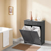 SoBuy BZR33-II-DG Meuble Salle de Bain avec Panier à Linge, 2 Tiroirs, Grande Capacité, pour Salle de Bain et WC, Rangement Optimisé – L78×P38×H90 cm, Gris