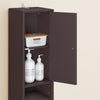 SoBuy BZR34-II-BR Colonne Salle de Bain Ultra-Étroite 20×20×180 cm – 1 Tiroir, 2 Portes, 5 Compartiments, Brun