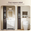 SoBuy BZR34-II-BR Colonne Salle de Bain Ultra-Étroite 20×20×180 cm – 1 Tiroir, 2 Portes, 5 Compartiments, Brun