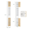 SoBuy BZR34-BW Colonne Bambou Style Naturel – Meuble WC Étroit 20 cm, Ventilé, Blanc