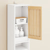 SoBuy BZR34-BW Colonne Bambou Style Naturel – Meuble WC Étroit 20 cm, Ventilé, Blanc