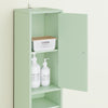 SoBuy BZR34-II-GR Colonne Salle de Bain Ultra-Étroite 20×20×180 cm – Tiroir Central, Étagères Réglables, Vert Clair