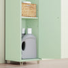 SoBuy BZR34-II-GR Colonne Salle de Bain Ultra-Étroite 20×20×180 cm – Tiroir Central, Étagères Réglables, Vert Clair