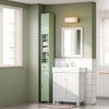 SoBuy BZR34-II-GR Colonne Salle de Bain Ultra-Étroite 20×20×180 cm – Tiroir Central, Étagères Réglables, Vert Clair