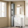 SoBuy BZR34-II-HG Colonne Salle de Bain Ultra-Étroite 20×20×180 cm – Tiroir Central, Étagères Réglables, Gris