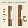 SoBuy BZR34-II-PF Colonne Salle de Bain Ultra-Étroite 20 cm – 4 Étagères Réglables et Tiroir – Effet Bois
