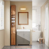 SoBuy BZR34-II-SH Colonne Salle de Bain Ultra-Étroite en Pin Massif, 4 Étagères Réglables et Tiroir, Anti-Basculement – Charge 25 kg – 20×20×180 cm, Bois