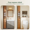 SoBuy BZR34-II-SH Colonne Salle de Bain Ultra-Étroite en Pin Massif, 4 Étagères Réglables et Tiroir, Anti-Basculement – Charge 25 kg – 20×20×180 cm, Bois