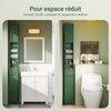 SoBuy BZR34-II-SY Colonne Salle de Bain Vert Foncé 180 cm Ultra-Slim 20 cm avec Tiroir et Étagères Réglables – Anti-Humidité, Anti-Basculement, MDF