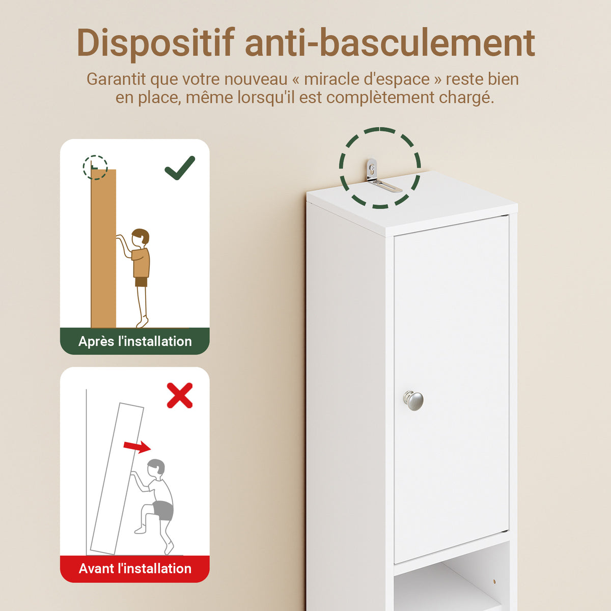SoBuy BZR34-II-W Colonne Salle de Bain Étroite 20 cm – Rangement Gain de Place Blanc