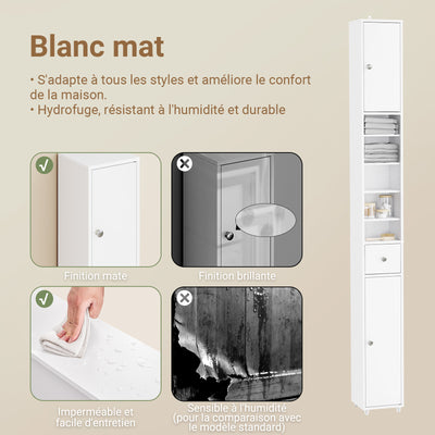 SoBuy BZR34-II-W Colonne Salle de Bain Étroite 20 cm – Rangement Gain de Place Blanc