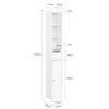 SoBuy BZR34-K-W Colonne Salle de Bain Ultra-Étroite 20×20×145 cm – 7 Niveaux, Porte et Tiroir, Blanc