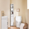 SoBuy BZR34-K-W Colonne Salle de Bain Ultra-Étroite 20×20×145 cm – 7 Niveaux, Porte et Tiroir, Blanc