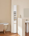 SoBuy BZR34-WN Meuble Étroit 20 cm – Colonne WC Gain de Place 180 cm, 2 Portes et 1 Tiroir, Blanc-Nature