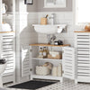 SoBuy BZR40-W Meuble Sous-Lavabo Meuble Sous-Vasque à 2 étages et 2 Portes Meuble de Rangement de Salle de Bain