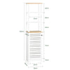 SoBuy BZR43-W Colonne Salle de Bain avec Porte à Lames, Gain de Place, pour Salle de Bain et WC, Rangement Optimisé, Compact – L40×P30×H160 cm, Bois, Blanc