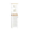 SoBuy BZR43-W Meuble Colonne Salle de Bain Étroit avec Étagères Ouvertes et Porte à Lames – Armoire de Rangement Haut pour Sa