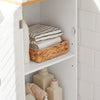 SoBuy BZR43-W Colonne Salle de Bain avec Porte à Lames, Gain de Place, pour Salle de Bain et WC, Rangement Optimisé, Compact – L40×P30×H160 cm, Bois, Blanc