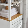 SoBuy BZR43-W Colonne Salle de Bain avec Porte à Lames, Gain de Place, pour Salle de Bain et WC, Rangement Optimisé, Compact – L40×P30×H160 cm, Bois, Blanc
