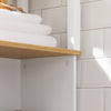 SoBuy BZR43-W Colonne Salle de Bain avec Porte à Lames, Gain de Place, pour Salle de Bain et WC, Rangement Optimisé, Compact – L40×P30×H160 cm, Bois, Blanc