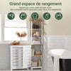 SoBuy BZR43-W Colonne Salle de Bain avec Porte à Lames, Gain de Place, pour Salle de Bain et WC, Rangement Optimisé, Compact – L40×P30×H160 cm, Bois, Blanc