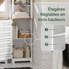 SoBuy BZR43-W Colonne Salle de Bain avec Porte à Lames, Gain de Place, pour Salle de Bain et WC, Rangement Optimisé, Compact – L40×P30×H160 cm, Bois, Blanc