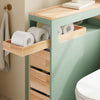 SoBuy BZR54-II-GR Meuble Salle de Bain à Roulettes, 3 Tiroirs et Niche Ouverte, Slim 23cm, Charge 40kg – 65x23x82 cm