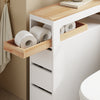 SoBuy BZR54-II-W Meuble Salle de Bain à Roulettes – 3 Tiroirs et Niche – Slim 23 cm – Blanc et Hévéa