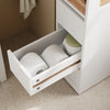 SoBuy BZR54-II-W Meuble Salle de Bain à Roulettes – 3 Tiroirs et Niche – Slim 23 cm – Blanc et Hévéa
