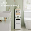 SoBuy BZR54-II-W Meuble Salle de Bain à Roulettes – 3 Tiroirs et Niche – Slim 23 cm – Blanc et Hévéa