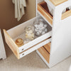 SoBuy BZR54-III-WN Meuble Salle de Bain Slim 23 cm à Roulettes – 3 Tiroirs – Blanc et Bois Naturel