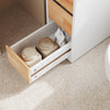 SoBuy BZR54-III-WN Meuble Salle de Bain Slim 23 cm à Roulettes – 3 Tiroirs – Blanc et Bois Naturel