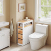 SoBuy BZR54-III-WN Meuble Salle de Bain Slim 23 cm à Roulettes – 3 Tiroirs – Blanc et Bois Naturel