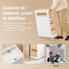 SoBuy BZR54-III-WN Meuble Salle de Bain Slim 23 cm à Roulettes – 3 Tiroirs – Blanc et Bois Naturel