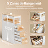 SoBuy BZR54-III-WN Meuble Salle de Bain Slim 23 cm à Roulettes – 3 Tiroirs – Blanc et Bois Naturel