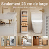 SoBuy BZR54-III-WN Meuble Salle de Bain Slim 23 cm à Roulettes – 3 Tiroirs – Blanc et Bois Naturel