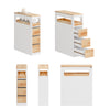 SoBuy BZR54-III-WN Meuble Salle de Bain Slim 23 cm à Roulettes – 3 Tiroirs – Blanc et Bois Naturel