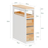 SoBuy BZR54-IV-WN Colonne Salle de Bain avec Roulettes, 3 Tiroirs et Compartiment Arrière Réglable – L65×P23×H82 cm, Charge 40 kg, Blanc et Naturel