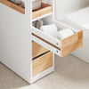 SoBuy BZR54-IV-WN Colonne Salle de Bain avec Roulettes, 3 Tiroirs et Compartiment Arrière Réglable – L65×P23×H82 cm, Charge 40 kg, Blanc et Naturel