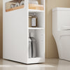 SoBuy BZR54-IV-WN Colonne Salle de Bain avec Roulettes, 3 Tiroirs et Compartiment Arrière Réglable – L65×P23×H82 cm, Charge 40 kg, Blanc et Naturel