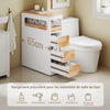 SoBuy BZR54-IV-WN Colonne Salle de Bain avec Roulettes, 3 Tiroirs et Compartiment Arrière Réglable – L65×P23×H82 cm, Charge 40 kg, Blanc et Naturel